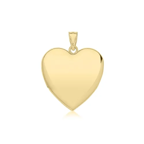 9ct Yellow Gold Plain Heart Locket 26 X 23